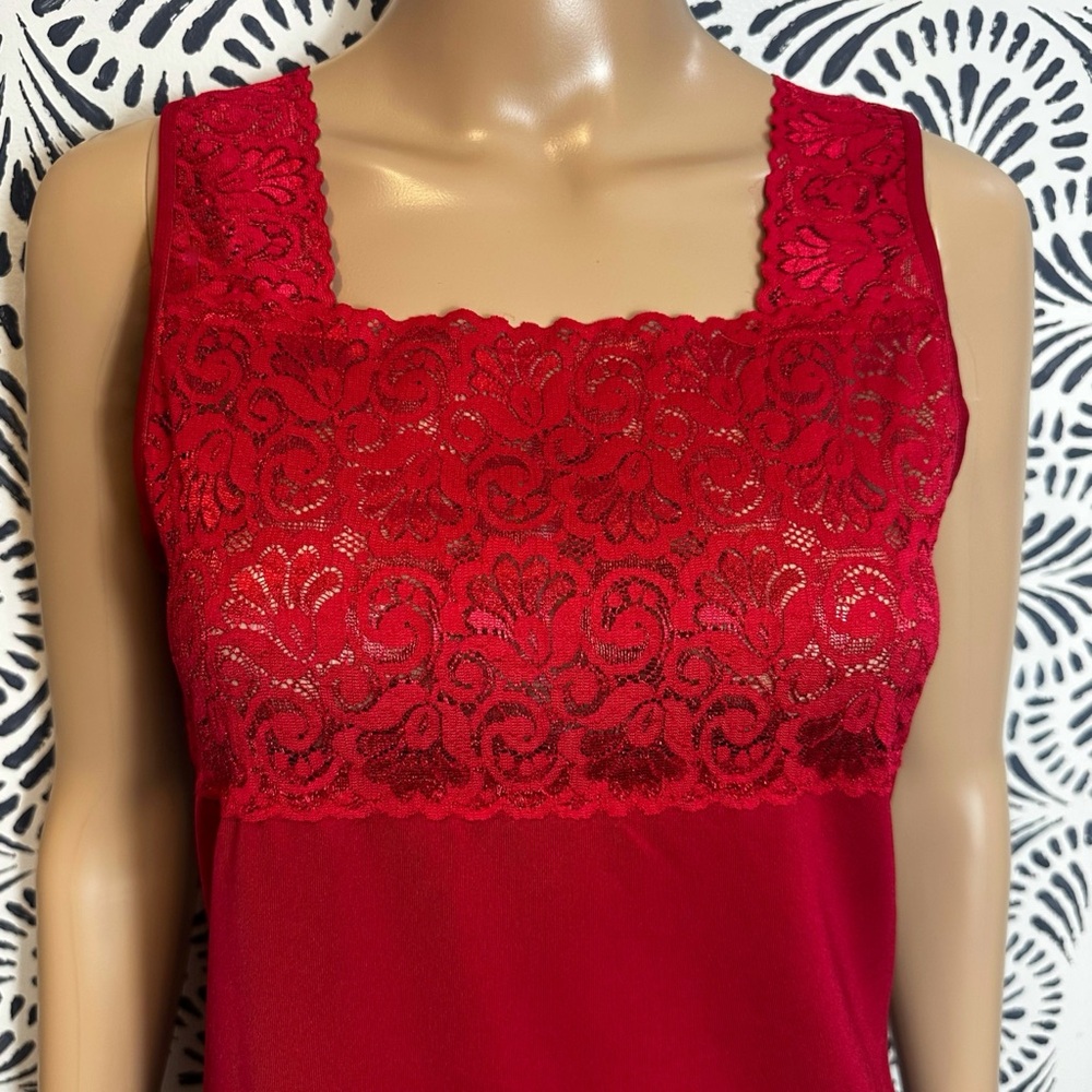 Vintage Cinema Etoile Red Stretch Lace Lingerie Cami Top